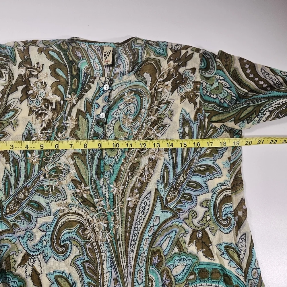Baba Floral Tunic Paisley Lightweight Popover EUC Career Casual Teacher Office
